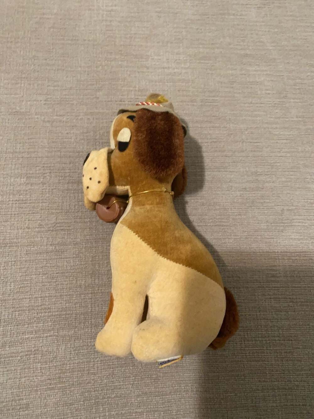 Vintage Dream Pets St. Bernard Dog Plush with Barrel and Hat 7 inches